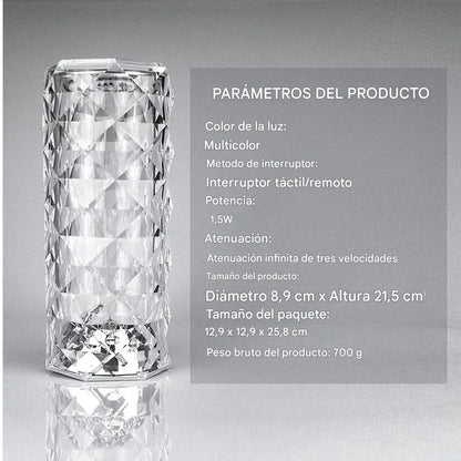 Lámpara de Cristal 3D Táctil | 16 Colores | Diseño Diamante | USB | -35%