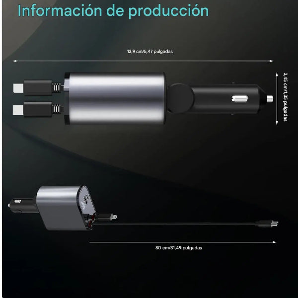 Cargador de Auto Premium con Carga Rápida QC 3.0 + USB-C | Triple Puerto Inteligente + Protección Avanzada + Diseño Compacto de Lujo