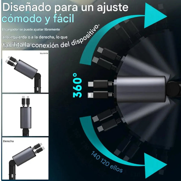 Cargador de Auto Premium con Carga Rápida QC 3.0 + USB-C | Triple Puerto Inteligente + Protección Avanzada + Diseño Compacto de Lujo